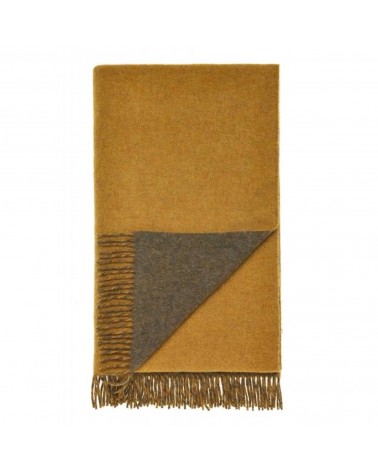 Double Face Loden / Gold Wool Blanket - Pure new wool throw Bronte by Moon warm cozy soft sofa throw blanket picnic throws an...