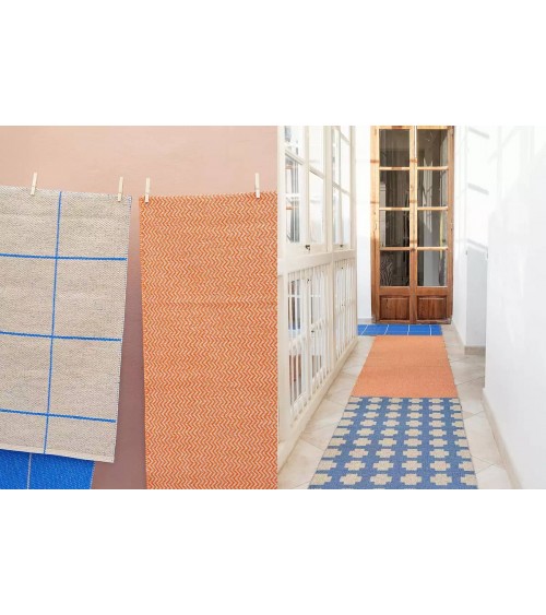 Paloma Vivid Blue - skandinavischer Vinyl Teppich Brita Sweden küchenteppich küchenläufer waschbar waschbarer outdoor teppich...