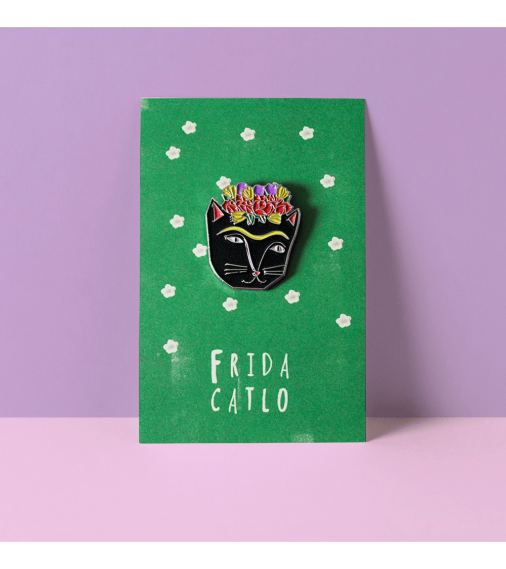 Pin's chat - Frida Catlo Niaski pins rare métal originaux bijoux suisse