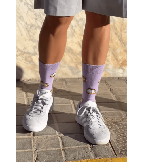 BeGarfield Faces Mauve - Organic cotton garfield socks Besocks funny crazy cute cool best pop socks for women men