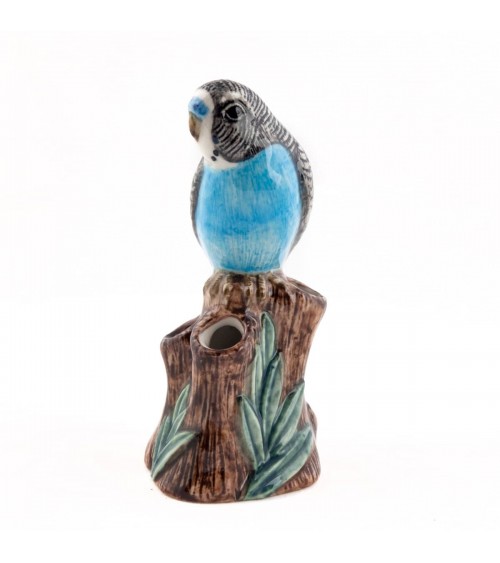 Mini vase à fleurs - Perruche bleue Quail Ceramics design fleur décoratif original kitatori suisse