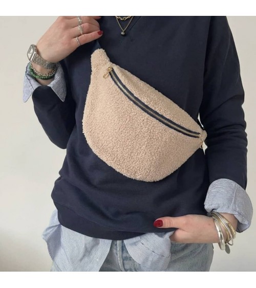 Sac banane à langer - Summer - Tissu bouclé beige Mellipou tendance original kitatori suisse