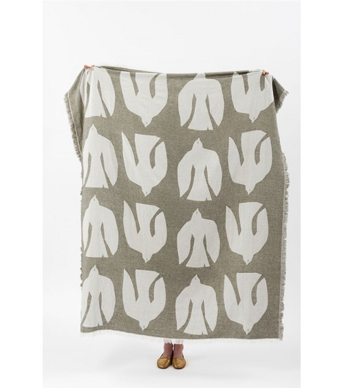 Plaid - EARLY BIRD Olive Brita Sweden plaide pour canapé plaid cocooning couverture douce suisse