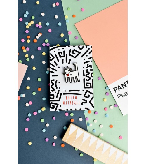 Pin's chat - Keith Hairball Niaski pins rare métal originaux bijoux suisse
