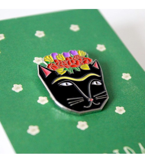 Pin's chat - Frida Catlo Niaski pins rare métal originaux bijoux suisse