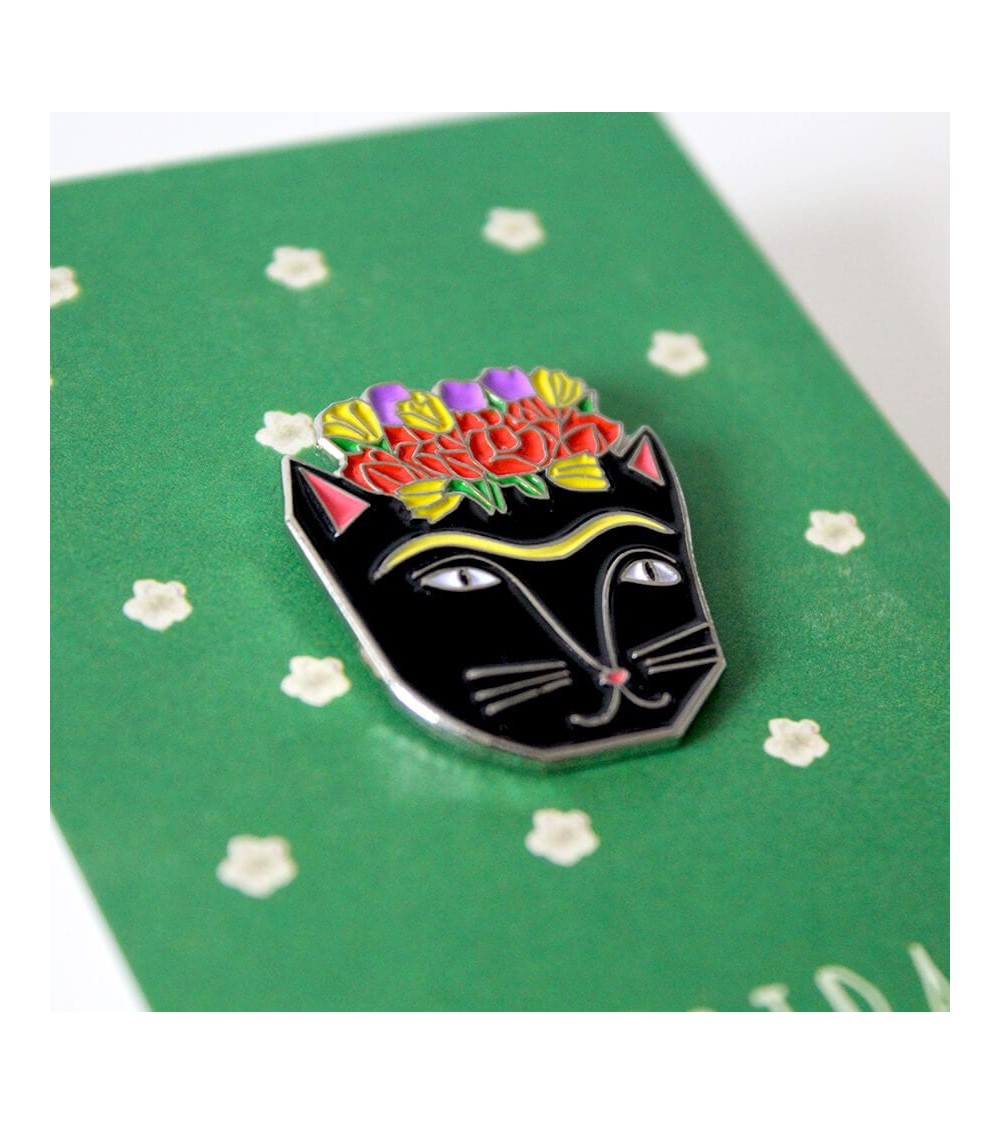 Pin's chat - Frida Catlo Niaski pins rare métal originaux bijoux suisse