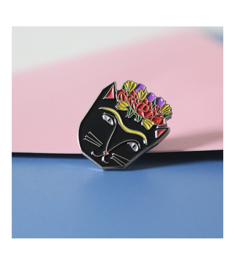 Pin's chat - Frida Catlo Niaski pins rare métal originaux bijoux suisse