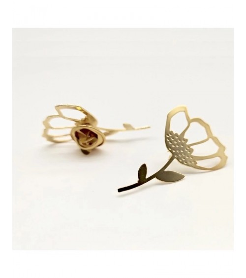 Fleur - Pin's en laiton doré My Lovely Thing pins rare métal originaux bijoux suisse