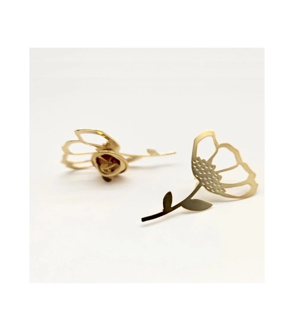 Fleur - Pin's en laiton doré My Lovely Thing pins rare métal originaux bijoux suisse