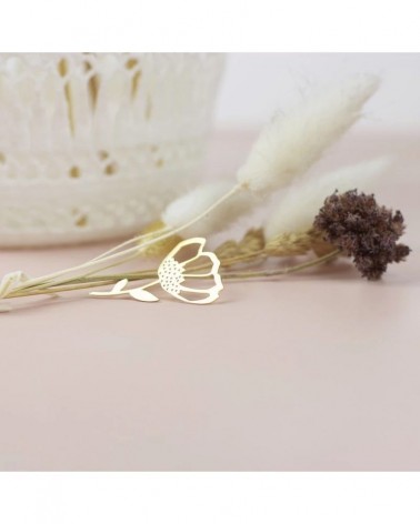 Fleur - Pin's en laiton doré My Lovely Thing pins rare métal originaux bijoux suisse