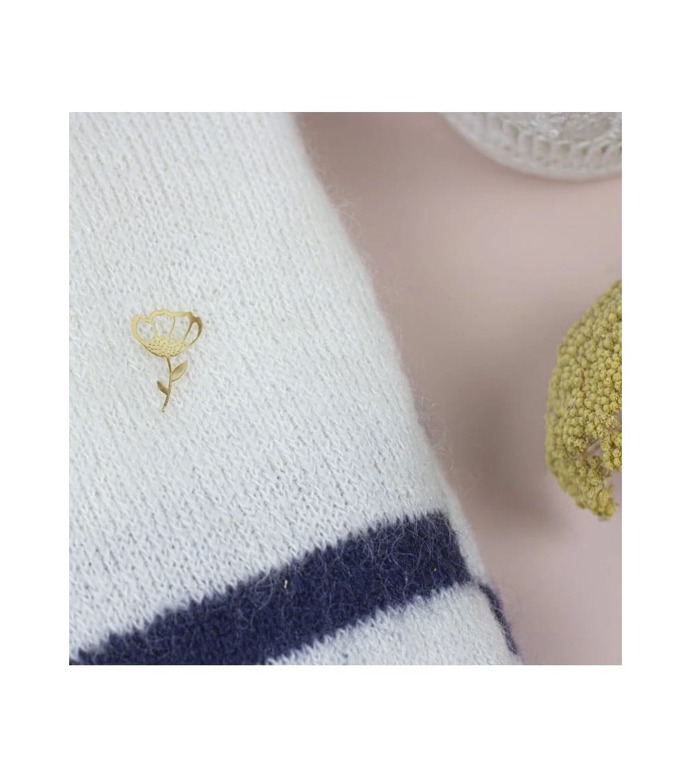 Fleur - Pin's en laiton doré My Lovely Thing pins rare métal originaux bijoux suisse