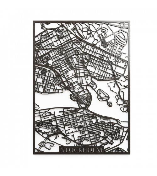 Stockholm - Holz Stadtplan Papurino Wanddekoration aus Holz design Schweiz Original