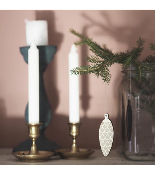 Ornamento a Cono - Bianco - 4 pezzi Papurino Decorazioni natalizie decoro Natale fatte a mano