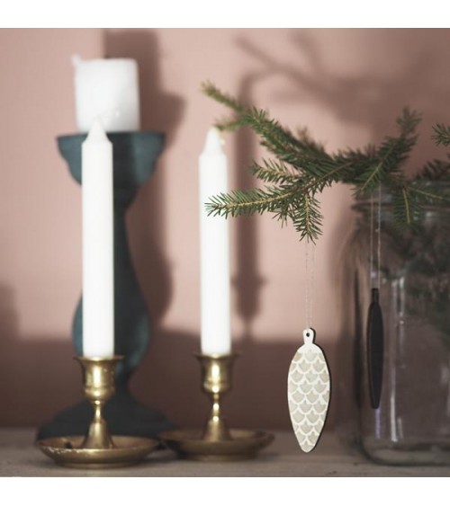 Ornamento a Cono - Bianco - 4 pezzi Papurino Decorazioni natalizie eleganti particolari decoro natale decorazione albero di n...