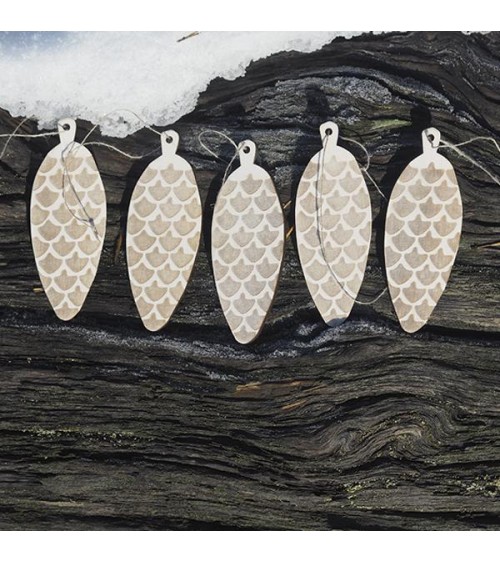 Ornamento a Cono - Bianco - 4 pezzi Papurino Decorazioni natalizie eleganti particolari decoro natale decorazione albero di n...