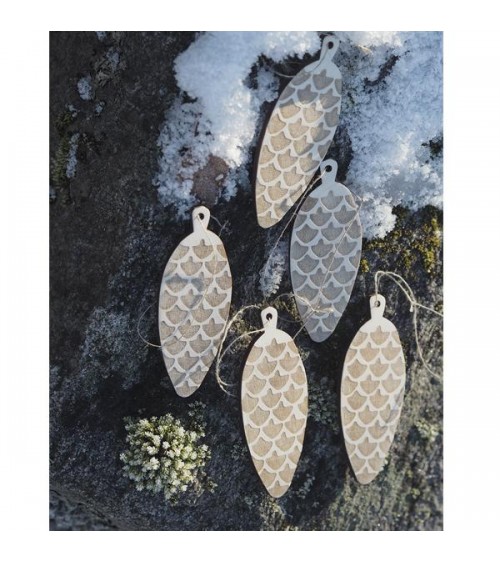 Ornamento a Cono - Bianco - 4 pezzi Papurino Decorazioni natalizie eleganti particolari decoro natale decorazione albero di n...