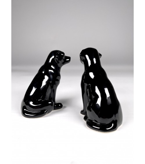 Labrador Nero - Porta sale e pepe Quail Ceramics design da tavola saliera e pepiera