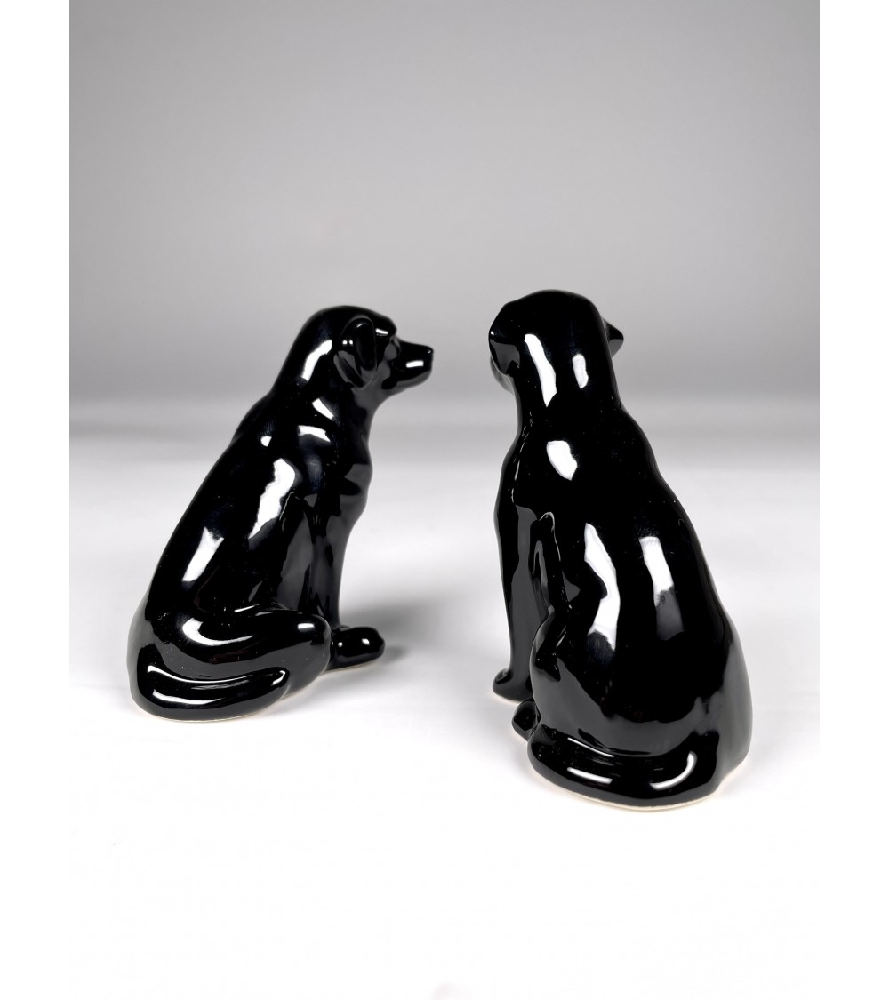 Salt and pepper shaker Black Labrador Quail Ceramics