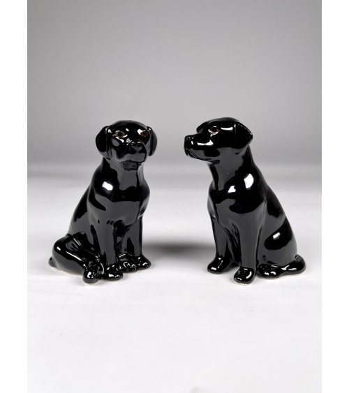 Labrador Nero - Porta sale e pepe Quail Ceramics design da tavola saliera e pepiera
