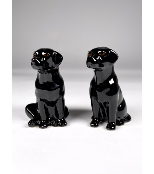 Labrador Nero - Porta sale e pepe Quail Ceramics design da tavola saliera e pepiera
