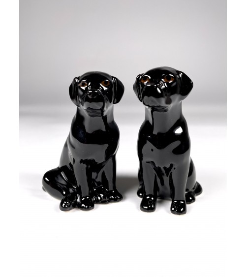 Labrador Nero - Porta sale e pepe Quail Ceramics design da tavola saliera e pepiera