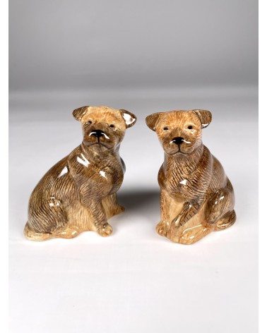 Border Terrier - Salt and pepper shaker Quail Ceramics pots set shaker cute unique cool