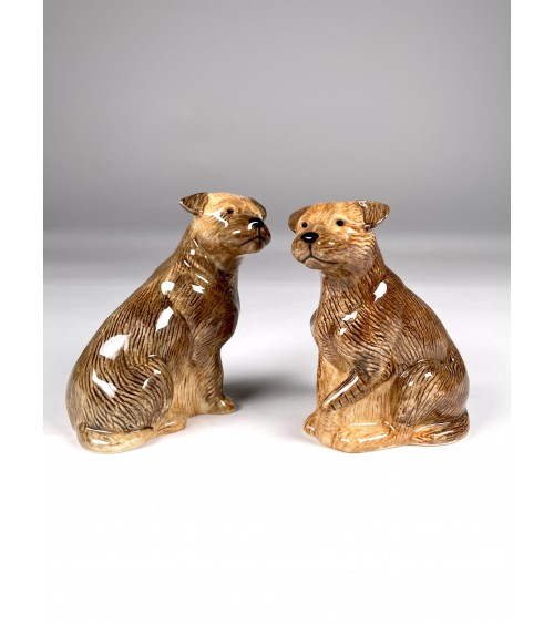 Border Terrier - Porta sale e pepe Quail Ceramics design da tavola saliera e pepiera