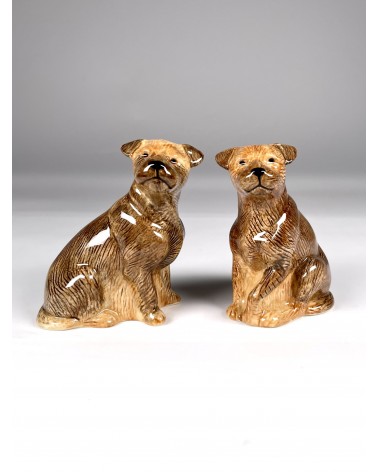 Border Terrier - Salt and pepper shaker Quail Ceramics pots set shaker cute unique cool