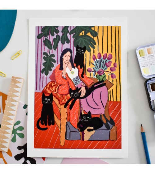 The Cat Lady - Art Print Niaski office poster art prints poster shop stores wallart art poster designer