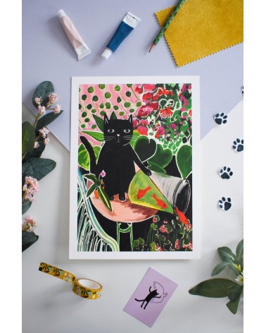 Catisse and the Goldfish - Poster Niaski online bestellen shop store kunstdrucke kaufen wandposter artposter kunstposter cool...