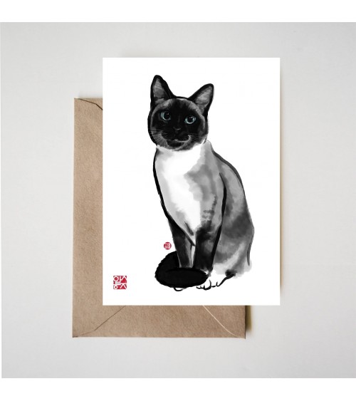 Grußkarte - Siamkatze Rice&Ink glückwunschkarte zur hochzeit geburt zum geburtstag kaufen