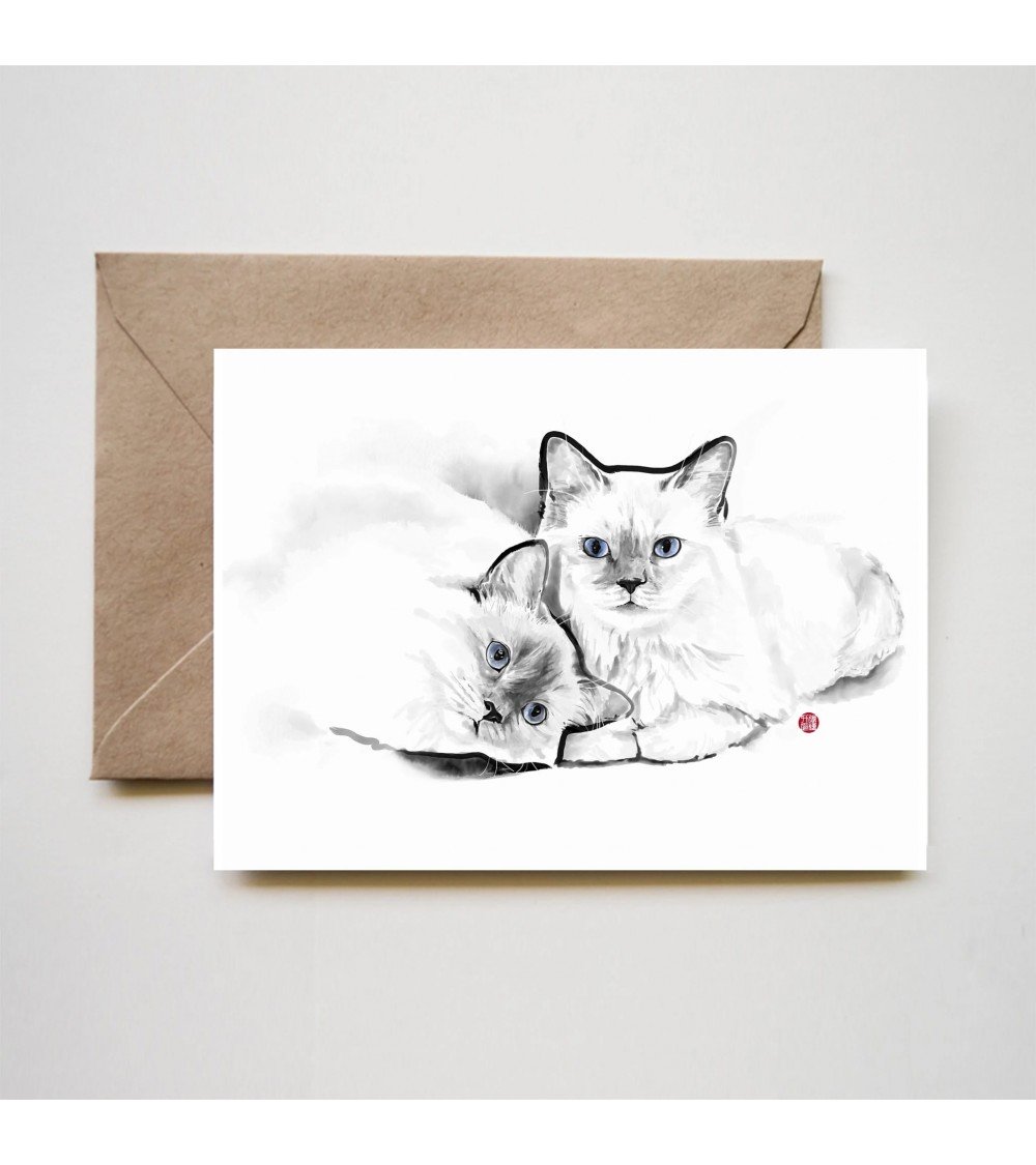 Grußkarte - Purrfect Cats Rice&Ink glückwunschkarte zur hochzeit geburt zum geburtstag kaufen