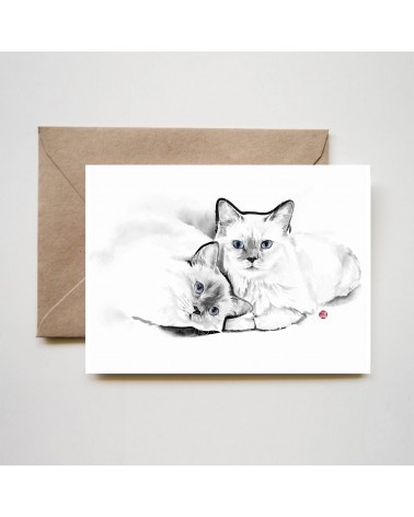 Greeting Card - Purrfect Cats Rice&Ink happy birthday wishes for a good friend congratulations cards