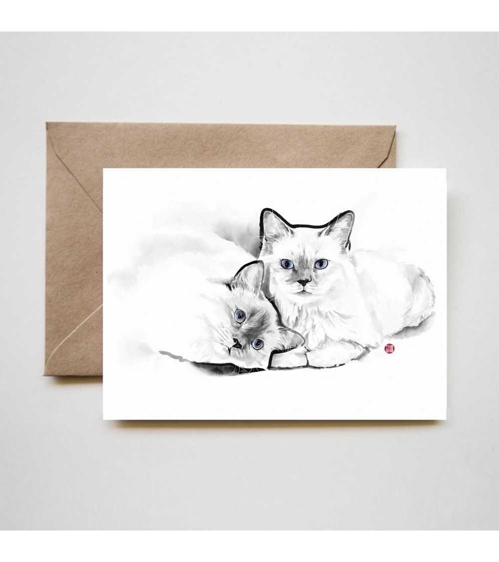 Biglietto d'auguri - Purrfect Cats Rice&Ink spiritoso auguri buon compleanno matrimonio di nascita bimbo di natale