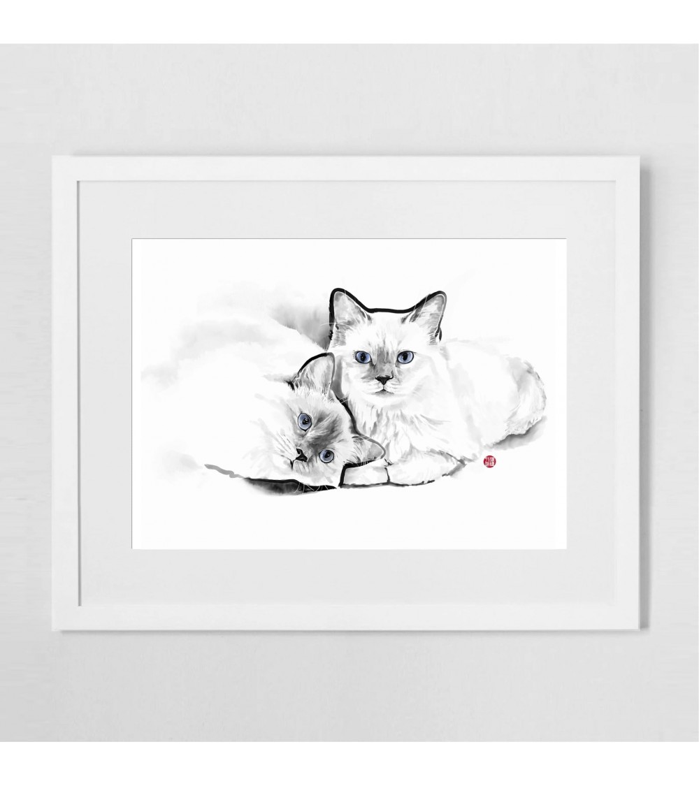 Poster - Purrfect Cats Rice&Ink mural affiche posters muraux design deco salon cuisine chambre enfant