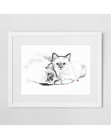 Poster - Purrfect Cats Rice&Ink mural affiche posters muraux design deco salon cuisine chambre enfant