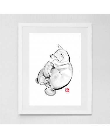 Poster - Shiba - Coccole con la mamma Rice&Ink decorativi per pareti