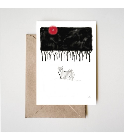 Greeting Card - Shiba - Winter Forest Rice&Ink happy birthday wishes for a good friend congratulations cards