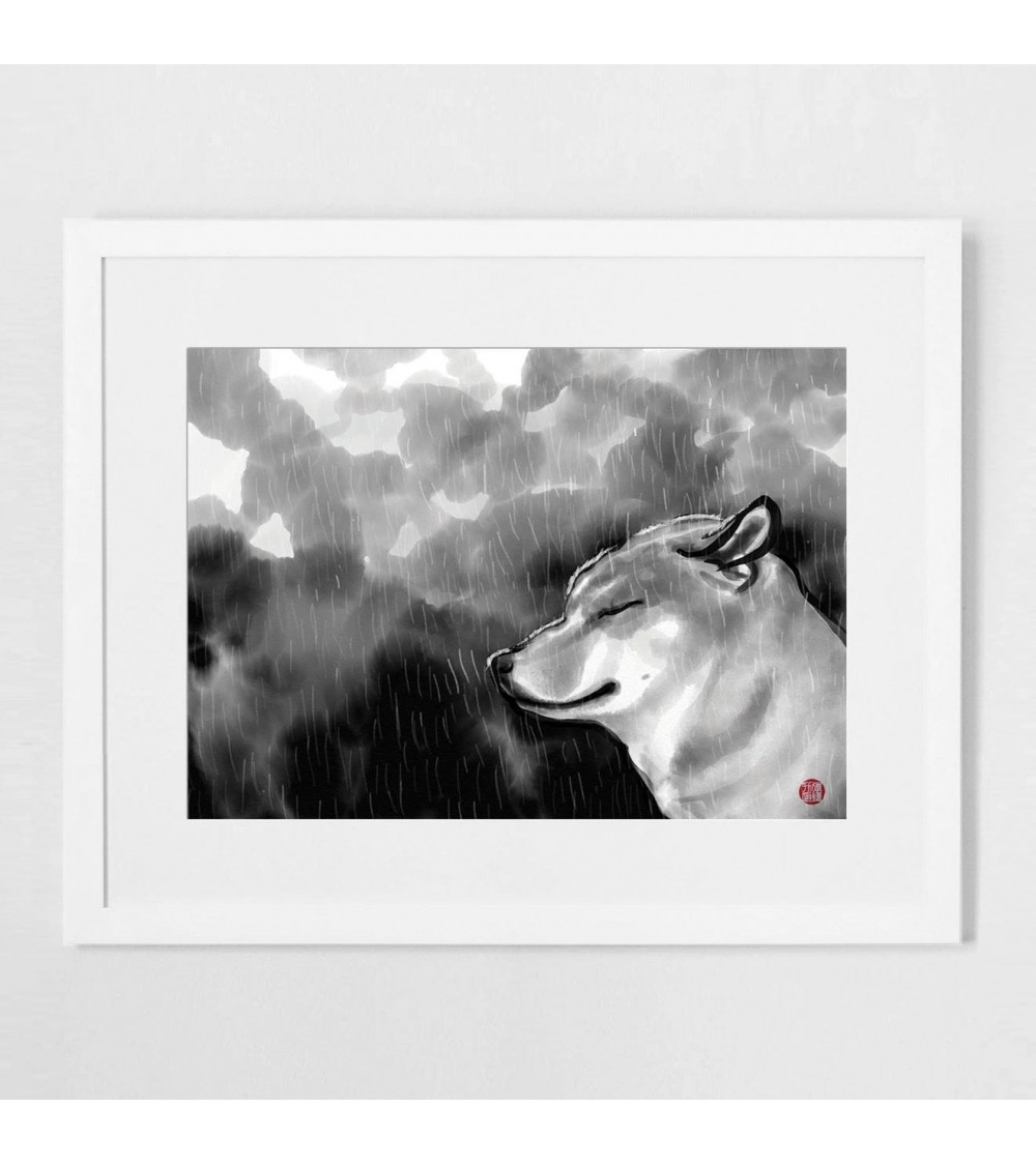 Poster - Shiba - Regentag Rice&Ink online bestellen shop store kunstdrucke kaufen wandposter artposter kunstposter cool unique