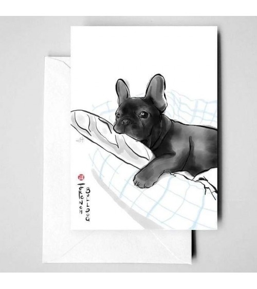 Biglietto d'auguri - Cucciolo Bulldog Francese Rice&Ink Biglietti di Auguri design svizzera originale