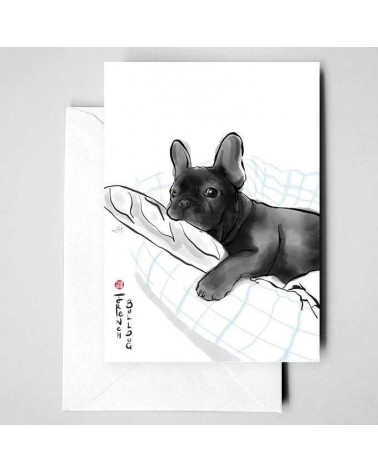 Grußkarte - Französische Bulldogge Welpe Rice&Ink glückwunschkarte zur hochzeit geburt zum geburtstag kaufen