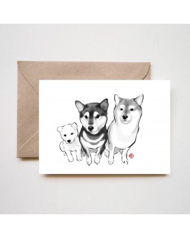 Grußkarte - Drei Musketiere Shiba Inu Rice&Ink glückwunschkarte zur hochzeit geburt zum geburtstag kaufen