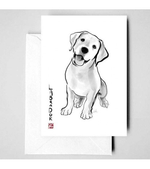 Greeting Card - Labrador Rice&Ink happy birthday wishes for a good friend congratulations cards
