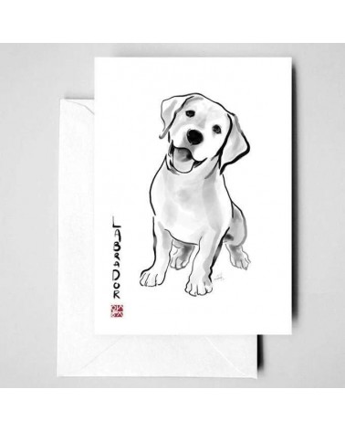 Greeting Card - Labrador Rice&Ink happy birthday wishes for a good friend congratulations cards