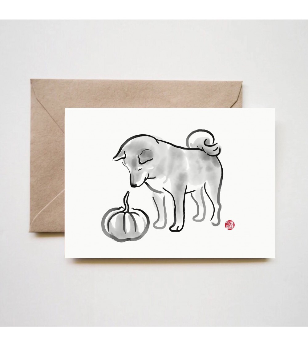Grußkarte - Shiba - Kürbis Rice&Ink glückwunschkarte zur hochzeit geburt zum geburtstag kaufen