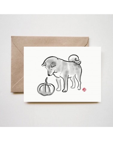 Grußkarte - Shiba - Kürbis Rice&Ink glückwunschkarte zur hochzeit geburt zum geburtstag kaufen