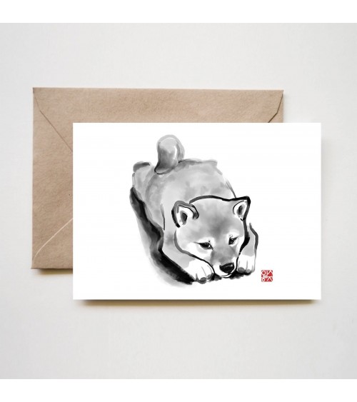 Biglietto d'auguri - Cucciolo di Shiba Rice&Ink Biglietti di Auguri design svizzera originale