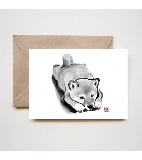 Grußkarte - Shiba-Welpe Rice&Ink glückwunschkarte zur hochzeit geburt zum geburtstag kaufen