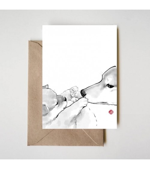 Carte de Voeux - Maman et son chiot Shiba Inu Rice&Ink Cartes de Voeux design suisse original