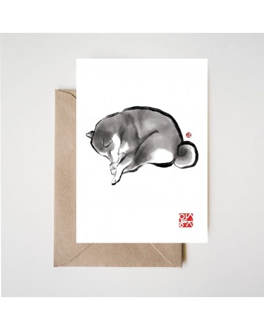 Grußkarte - Eingerollter Shiba Inu Rice&Ink glückwunschkarte zur hochzeit geburt zum geburtstag kaufen